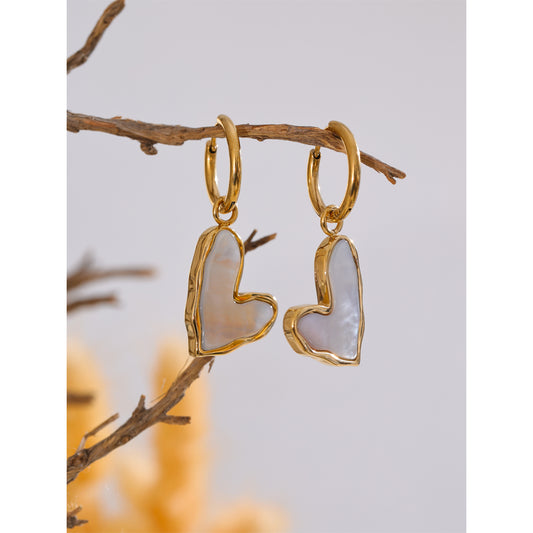 Natural Shell Heart Drop Earring
