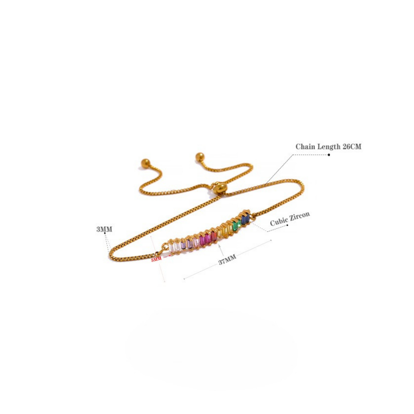"Trixie" coloured cubic zircon bracelet