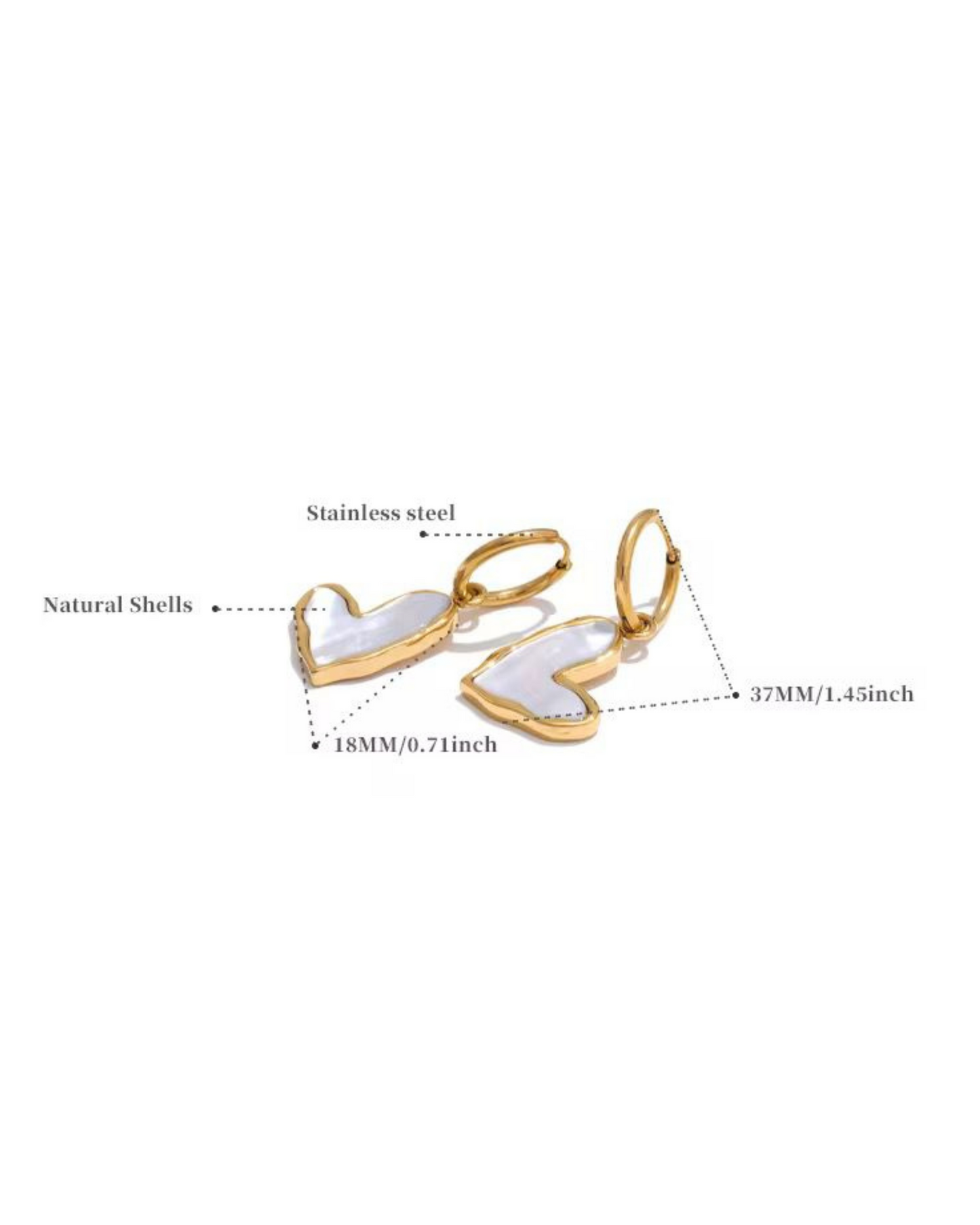 Natural Shell Heart Drop Earring