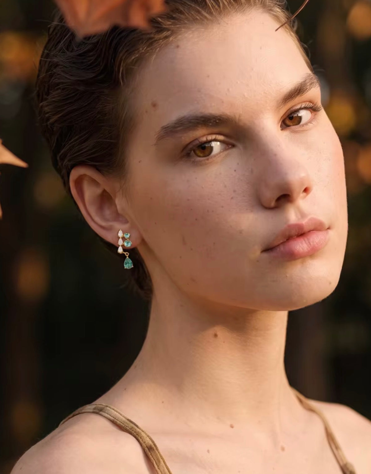 GIOIA Emerald cluster drop earrings