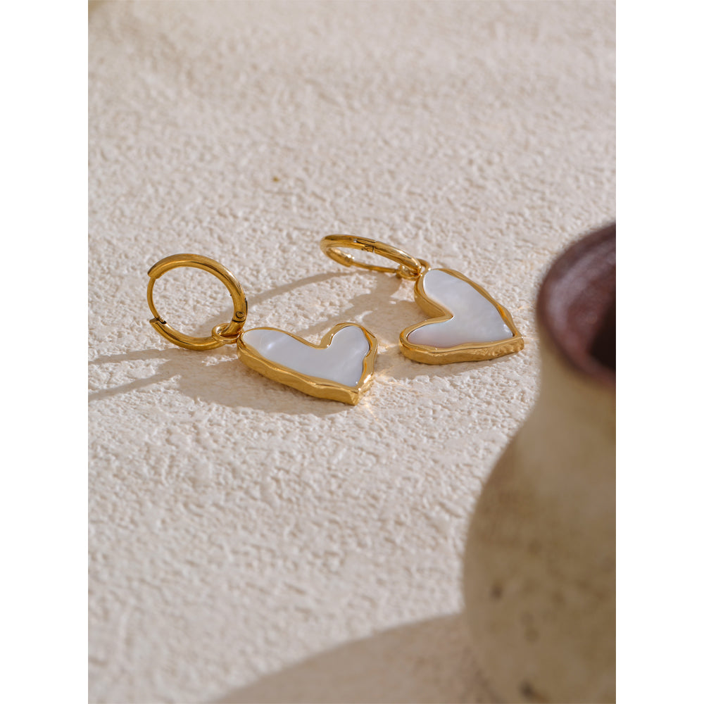 Natural Shell Heart Drop Earring
